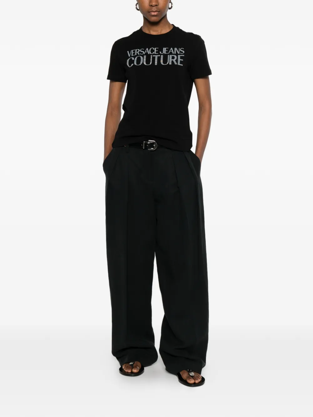 Versace Jeans Couture T-shirt met logo Zwart