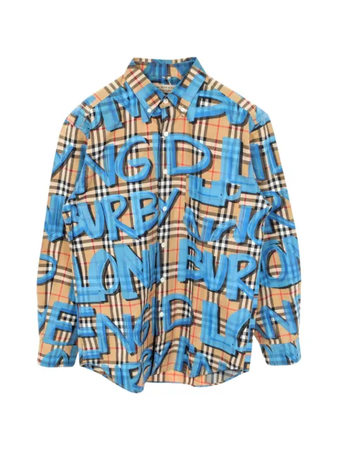 Burberry Pre-Owned 2010s Jameson graffiti-print button-down cotton shirt