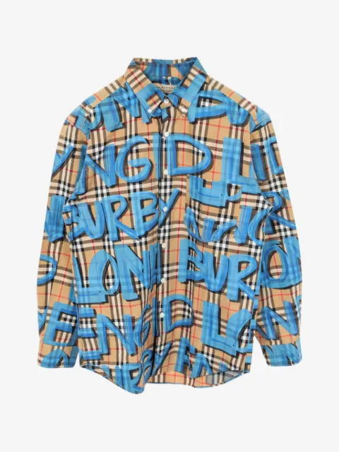 Burberry Pre-Owned 2010s Jameson graffiti-print button-down cotton shirt