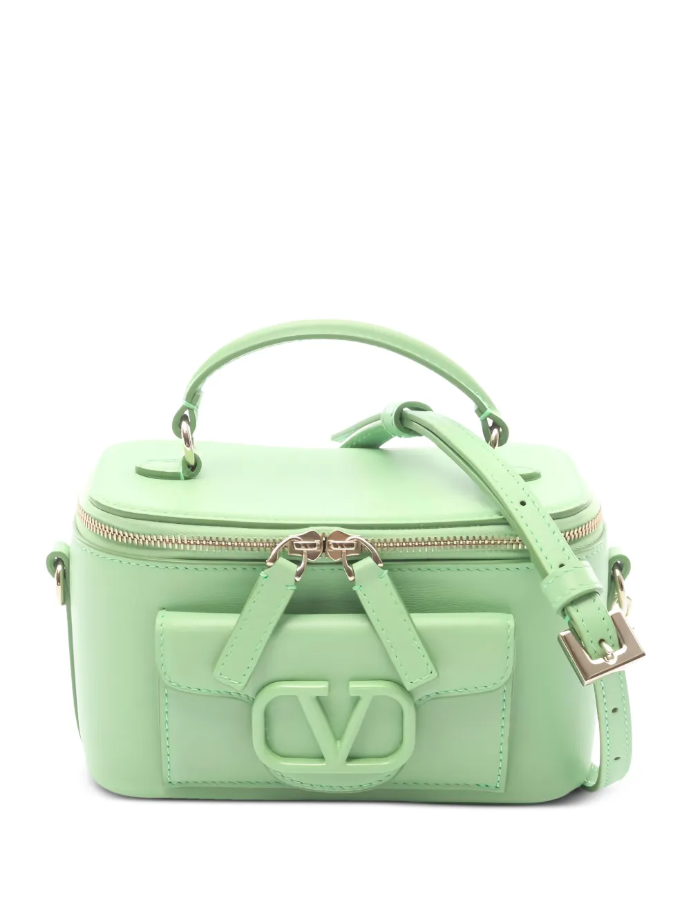 Valentino Garavani Pre-Owned V-logo leather vanity bag - Verde