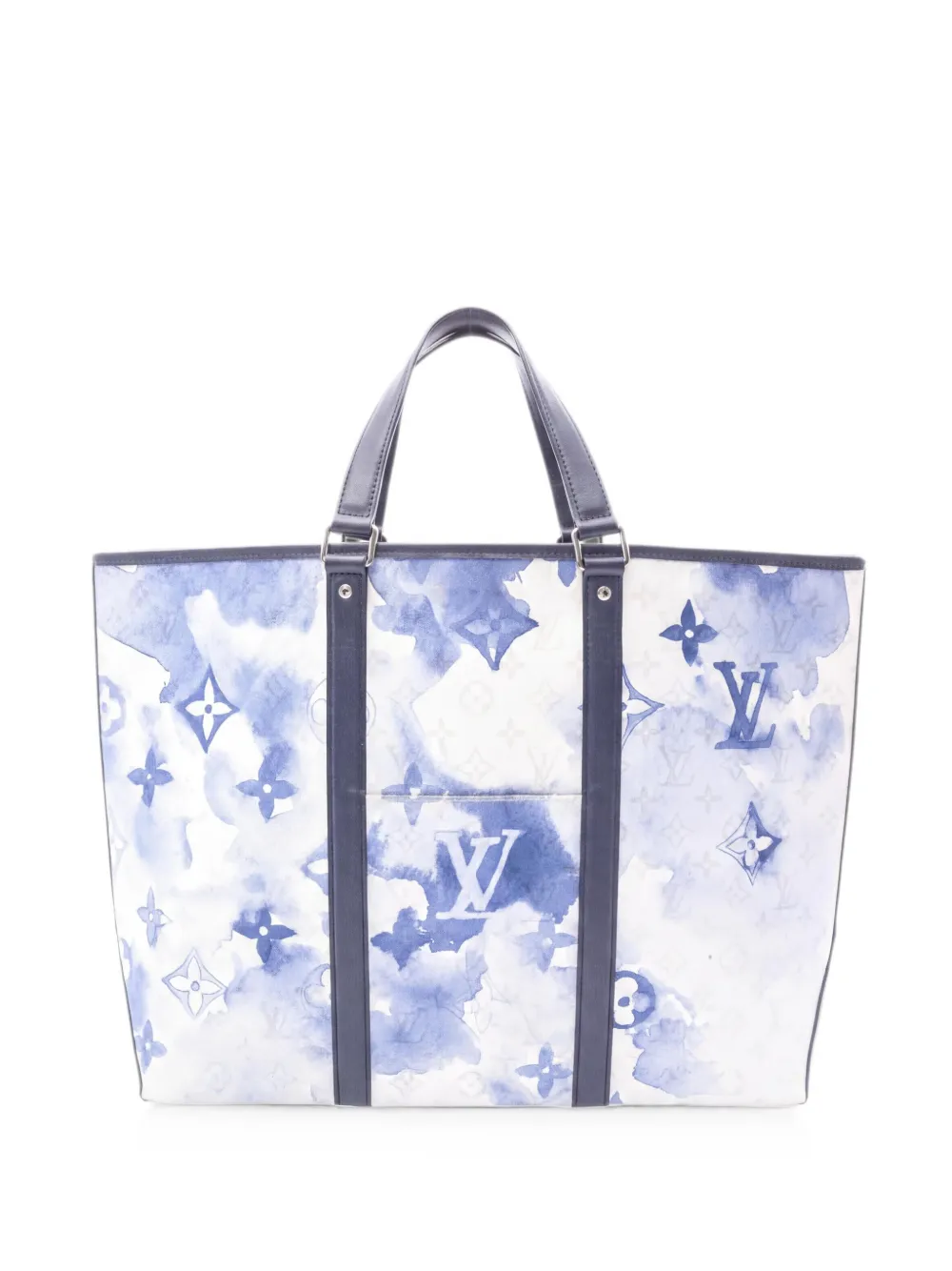 Louis Vuitton Pre-Owned 2021 GM Watercolor Weekend leather-trim tote bag - Blau