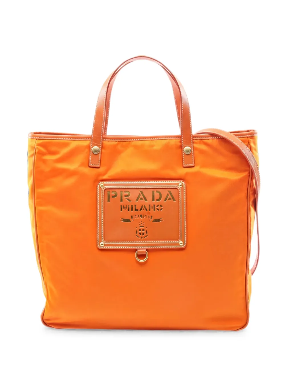 Prada Pre-Owned 2010s nylon saffiano-leather tote bag - Arancione