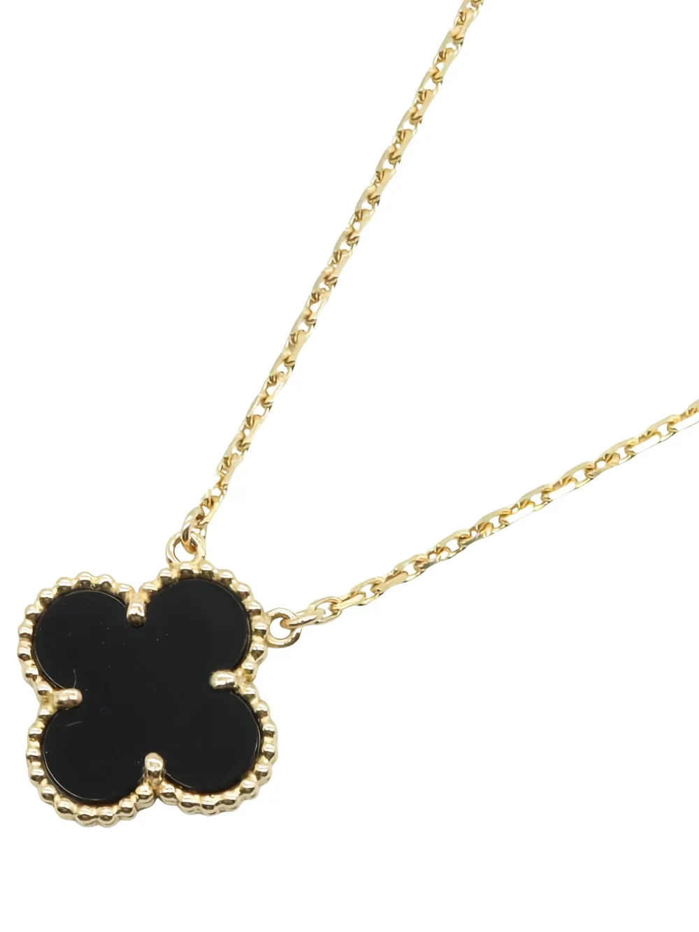  Van Cleef & Arpels Pre-owned 2010s Flower-pendant Onyx Necklace - Gold 