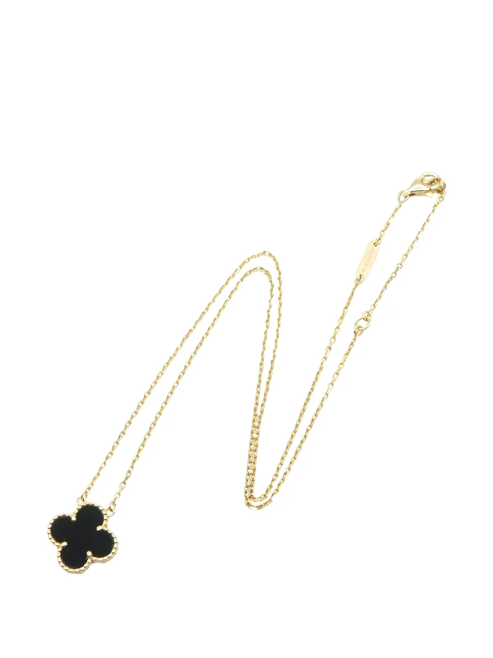 Van Cleef & Arpels Pre-Owned 2010s flower-pendant onyx necklace - Oro