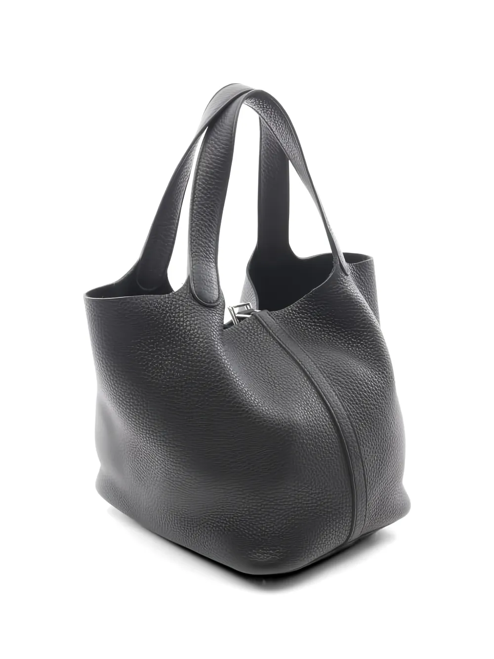Hermès Pre-owned 2021 MM Picotin Lock Leather Tote Bag in Black, view 2