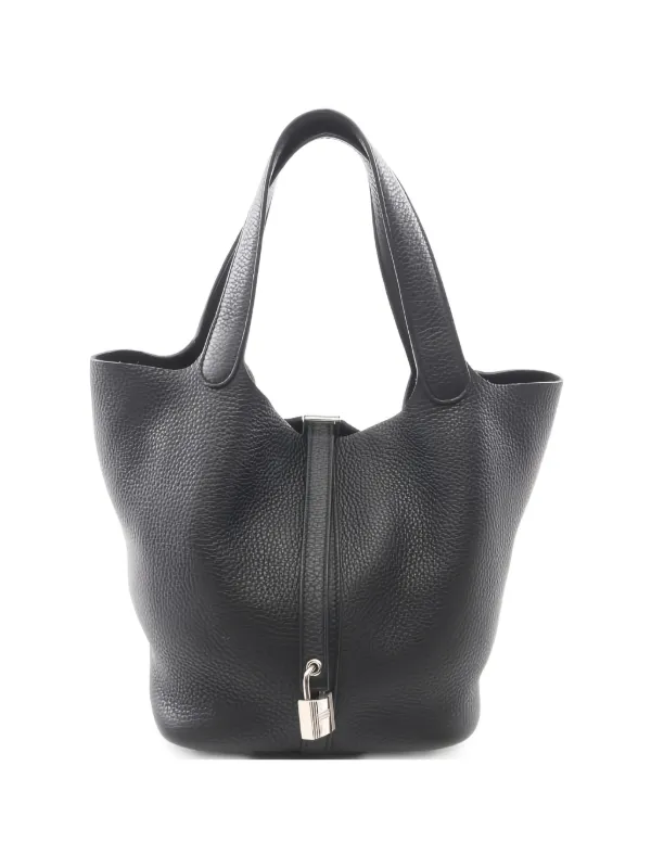 Hermès Pre-owned 2021 MM Picotin Lock Leather Tote Bag in Black