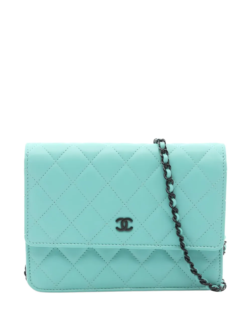 CHANEL Pre-Owned chain matelasse lambskin shoulder bag - Blu