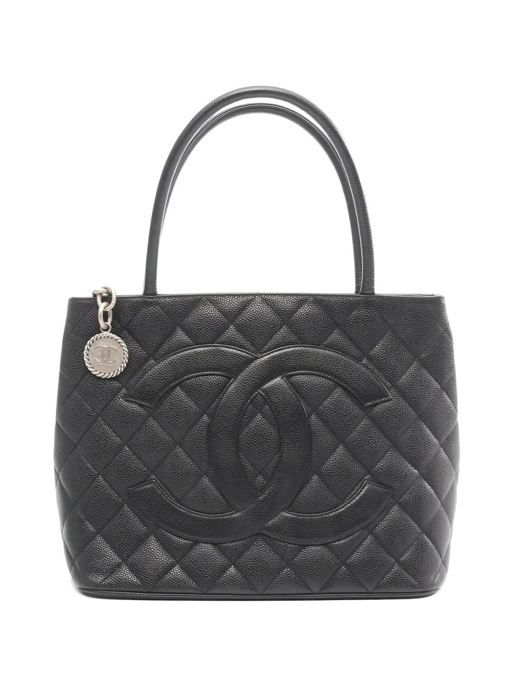 CHANEL Pre-Owned 2000-2002s Medallion quilted caviar leather tote bag - Nero