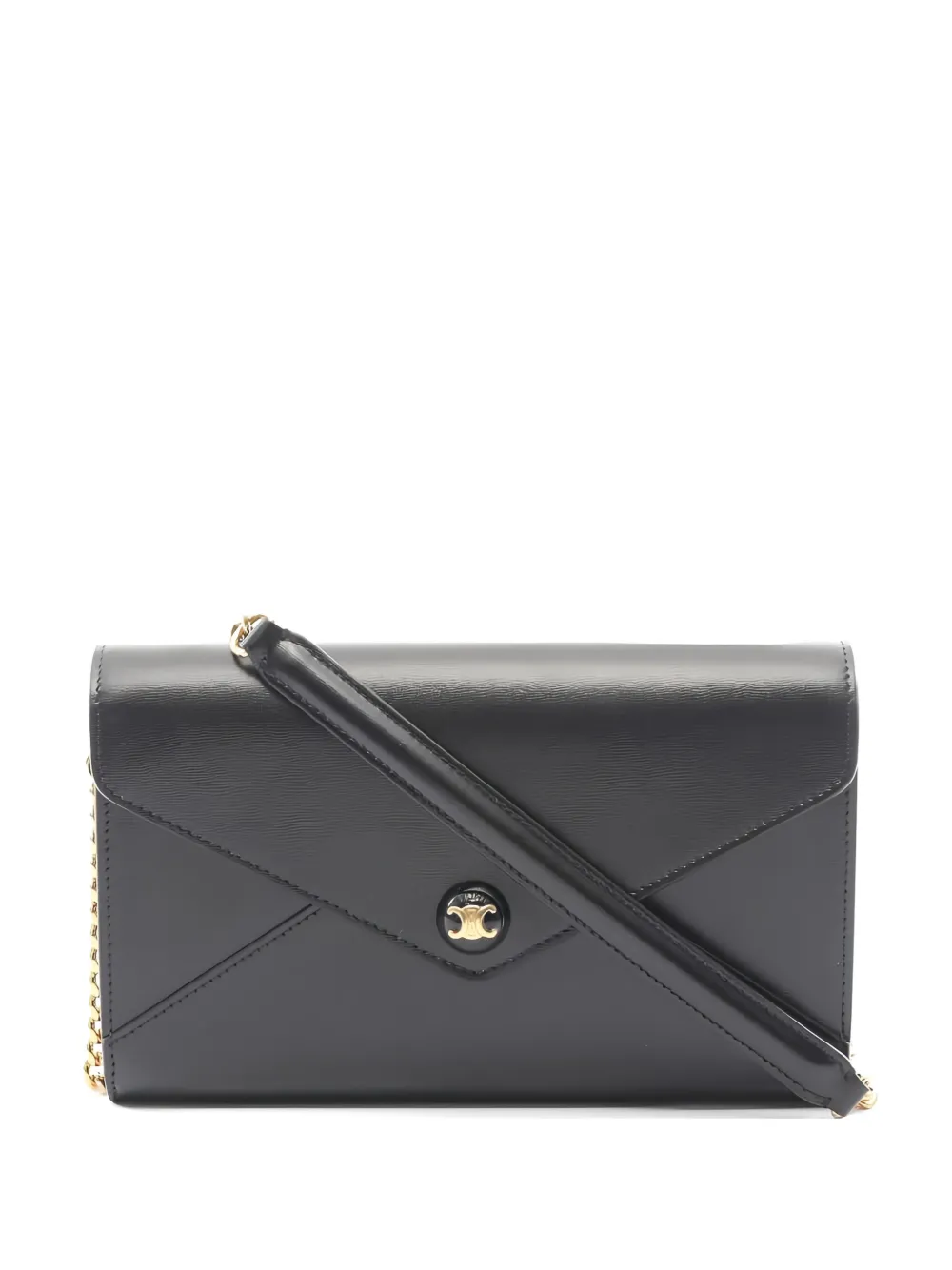 Celine Pre-Owned 2020s envelope chain leather clutch bag - Nero