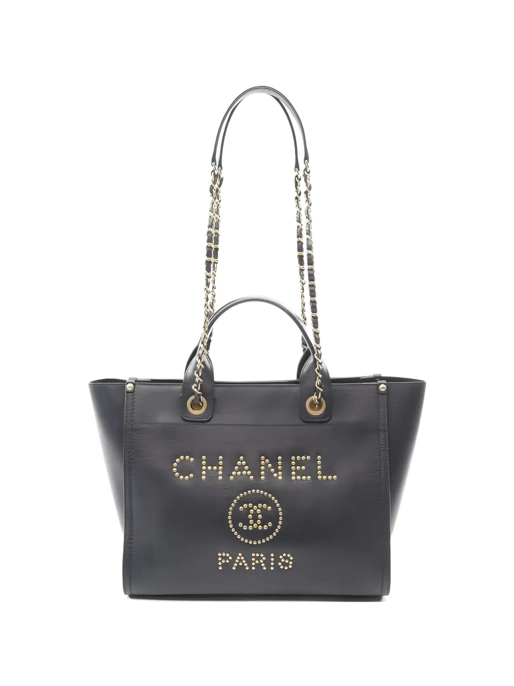 CHANEL Pre-Owned 2018 Deauville chain leather tote bag - Blu