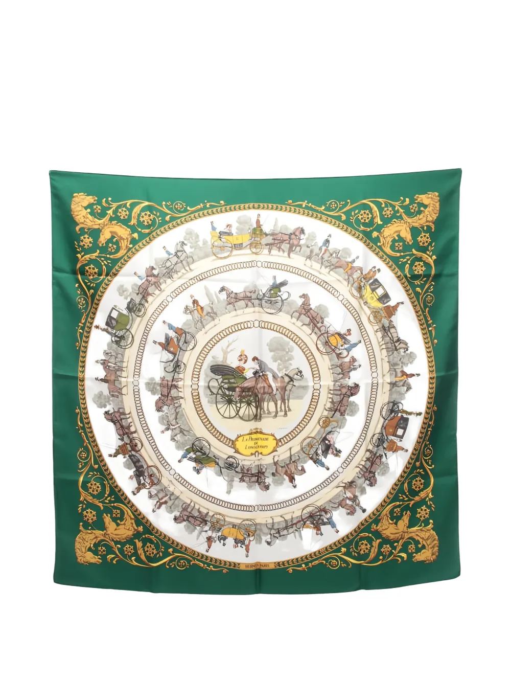 Hermès Pre-Owned 2010s La Promenade de Longchamps silk scarf - Nude