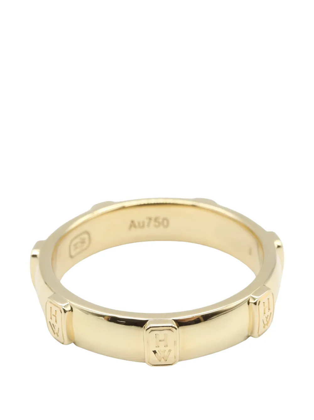  Harry Winston Logo-engraved Diamond Ring - Gold 