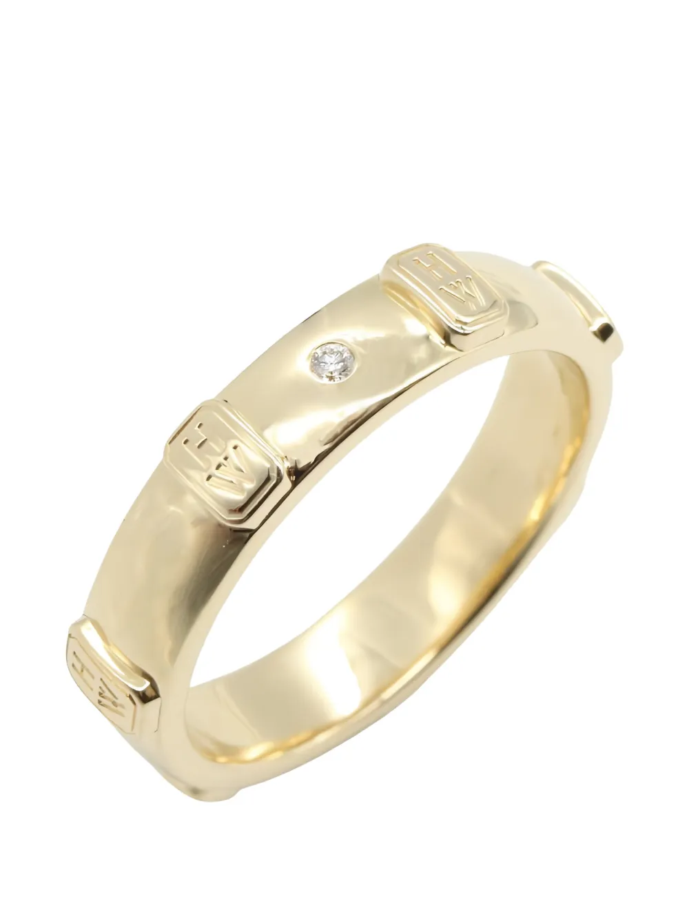  Harry Winston Logo-engraved Diamond Ring - Gold 