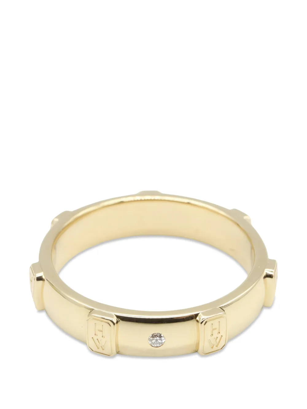 Harry Winston logo-engraved diamond ring - Gold