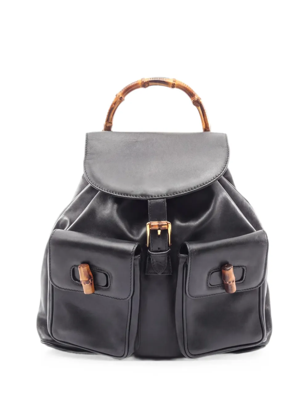 Gucci Pre-Owned 1998 Bamboo leather backpack - Nero