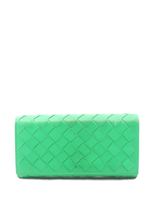 Bottega Veneta Pre-owned 2000s Intrecciato Bi-fold Wallet in Green