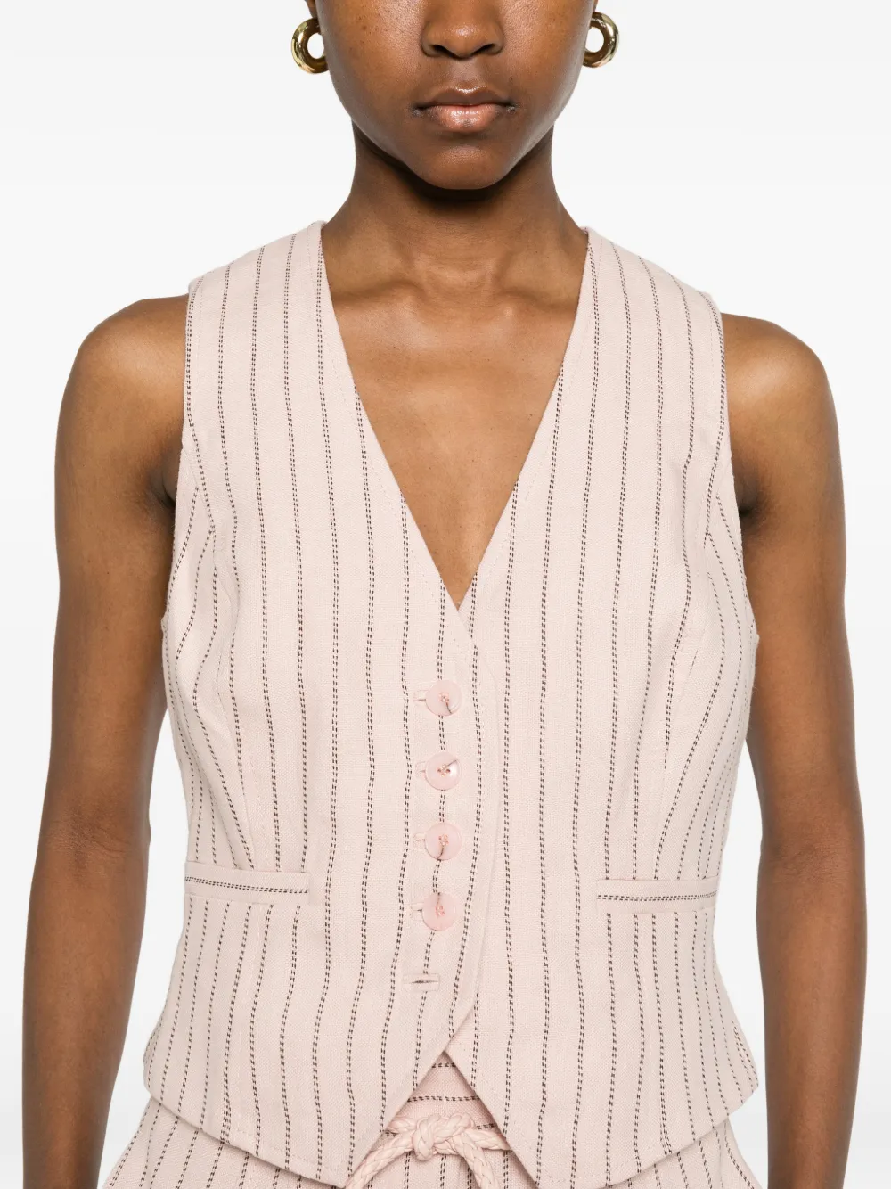 ZIMMERMANN Alchemy gestreepte gilet met knopen Roze