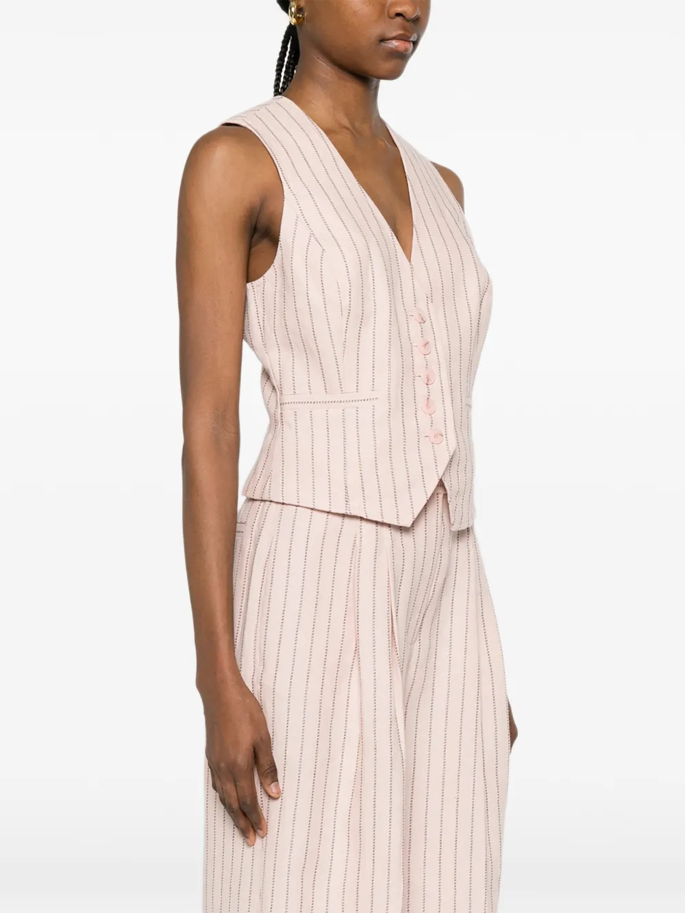 ZIMMERMANN Alchemy gestreepte gilet met knopen Roze