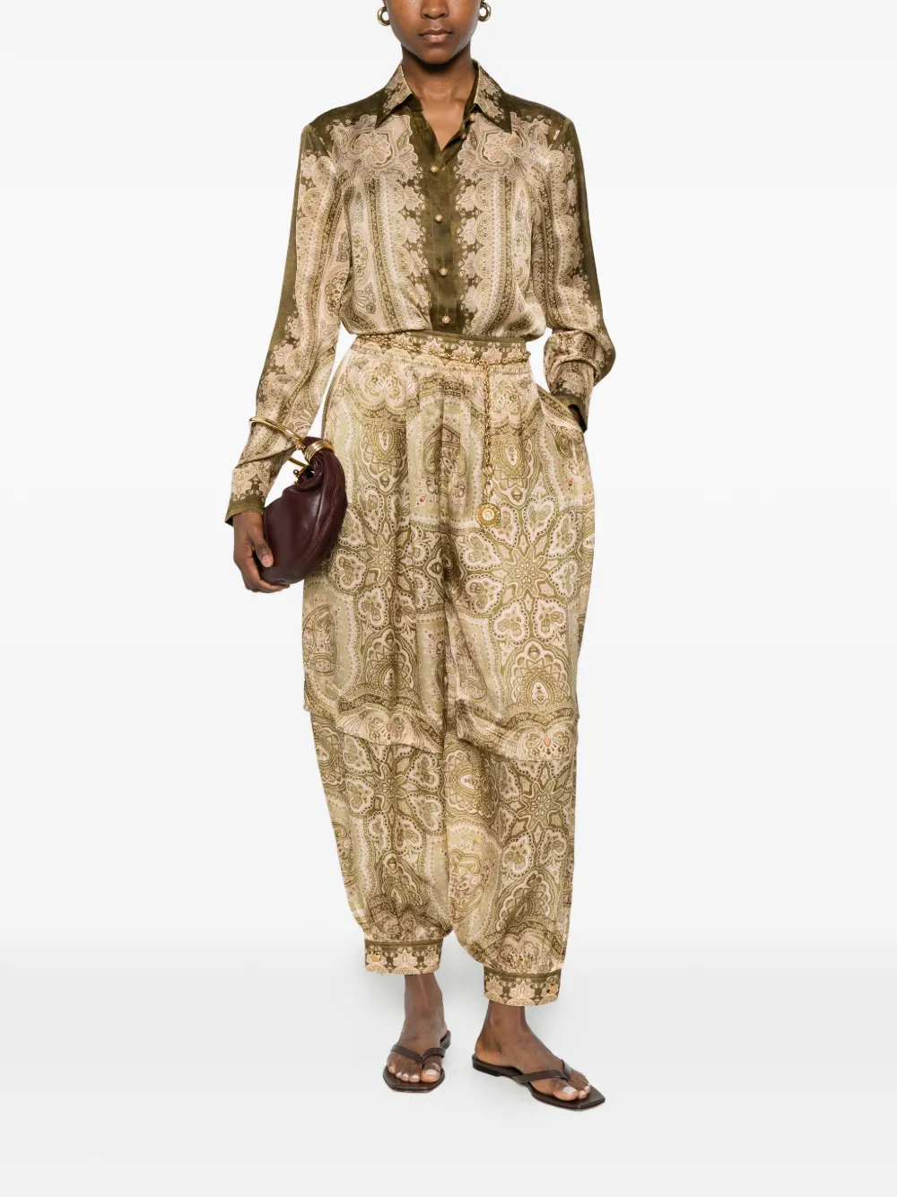 ZIMMERMANN Luna broek met paisley-print Beige