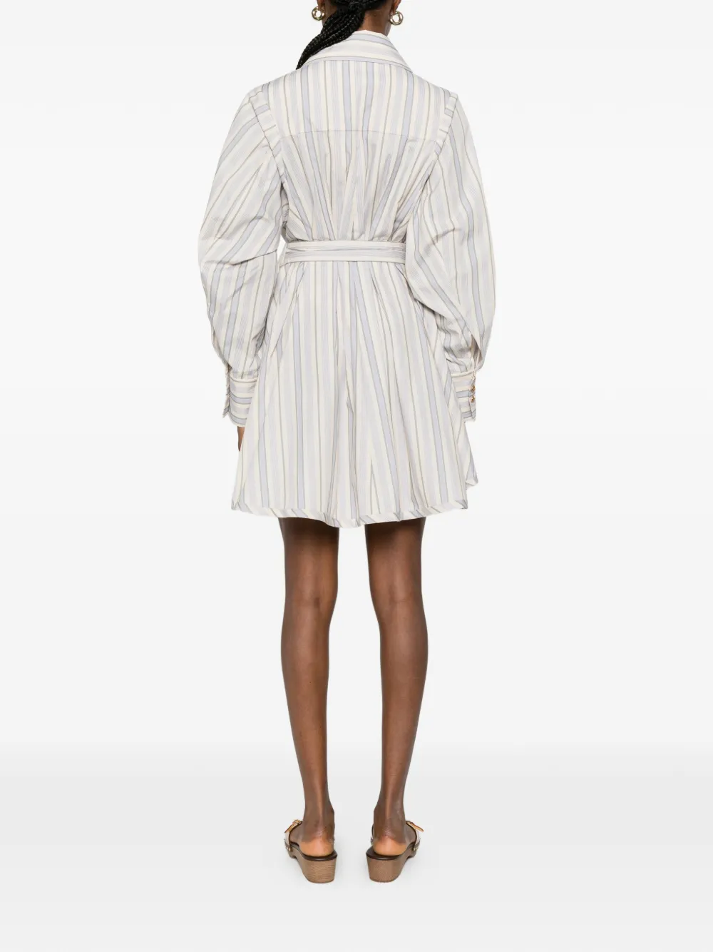 ZIMMERMANN Mini-jurk met ceintuur en strepen Beige