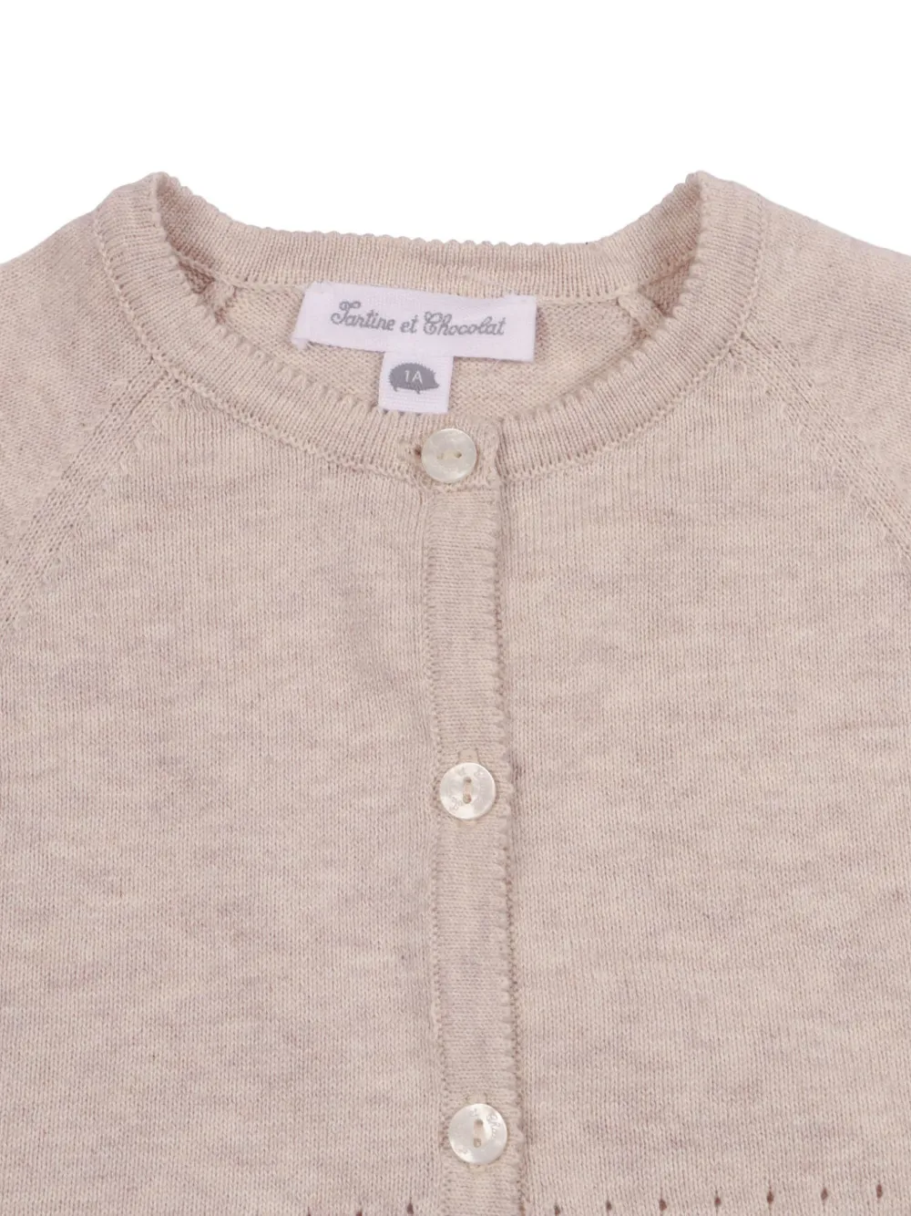 Tartine Et Chocolat Pointelle gebreid vest met raglanmouwen Beige