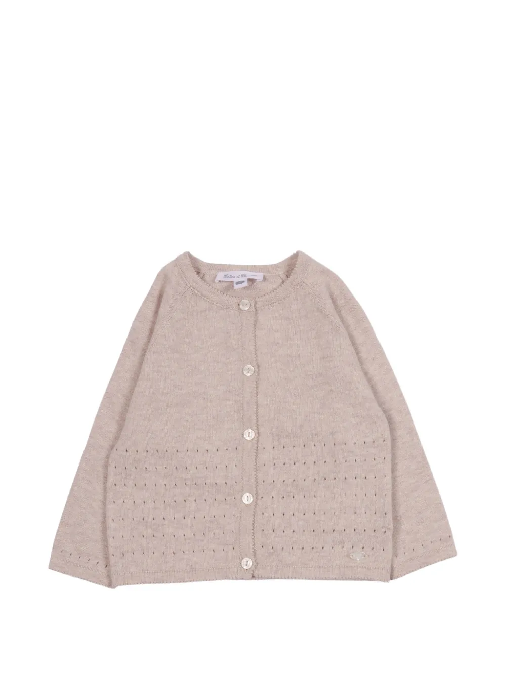 Tartine Et Chocolat pointelle-knit raglan-sleeve cardigan - Toni neutri