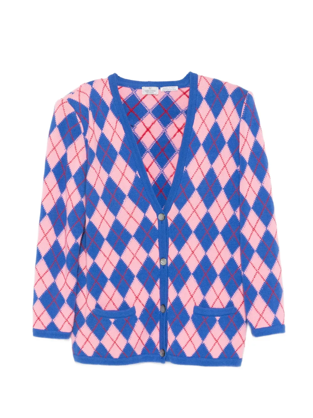 Valentino Garavani Pre-Owned 1980s argyle-knit cardigan - Blu