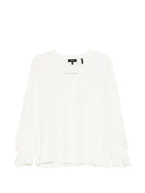 Theory V-neck flared-cuff blouse