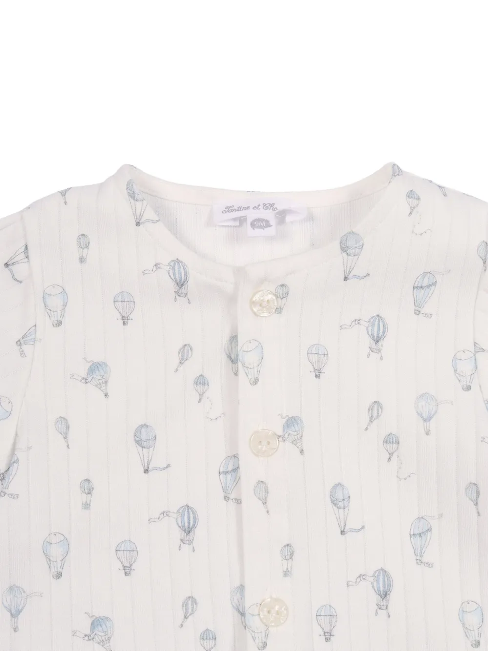 Tartine Et Chocolat Geribbelde romper met heteluchtballonprint Wit