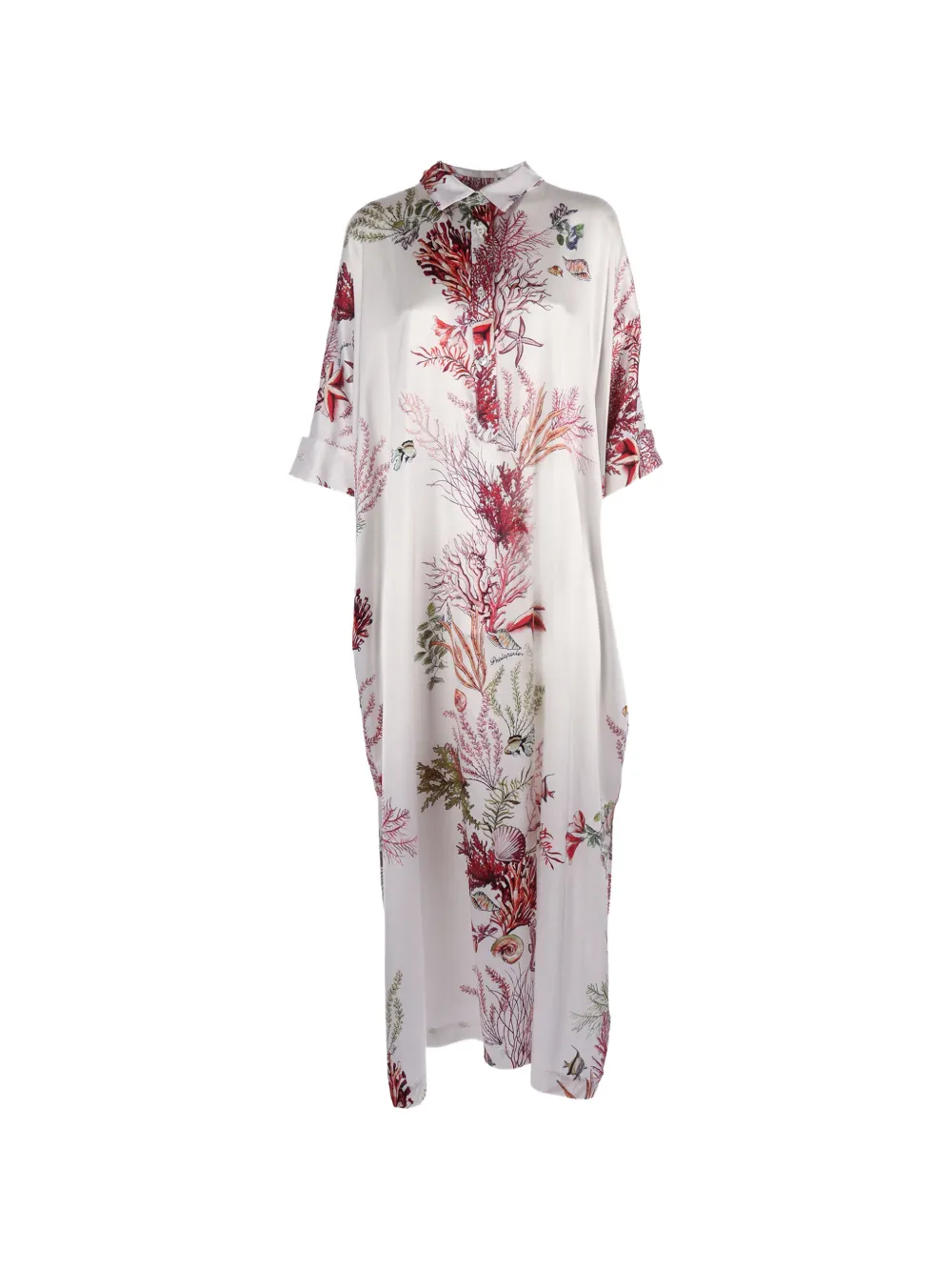 Shirtaporter coral-print caftan dress - Bianco