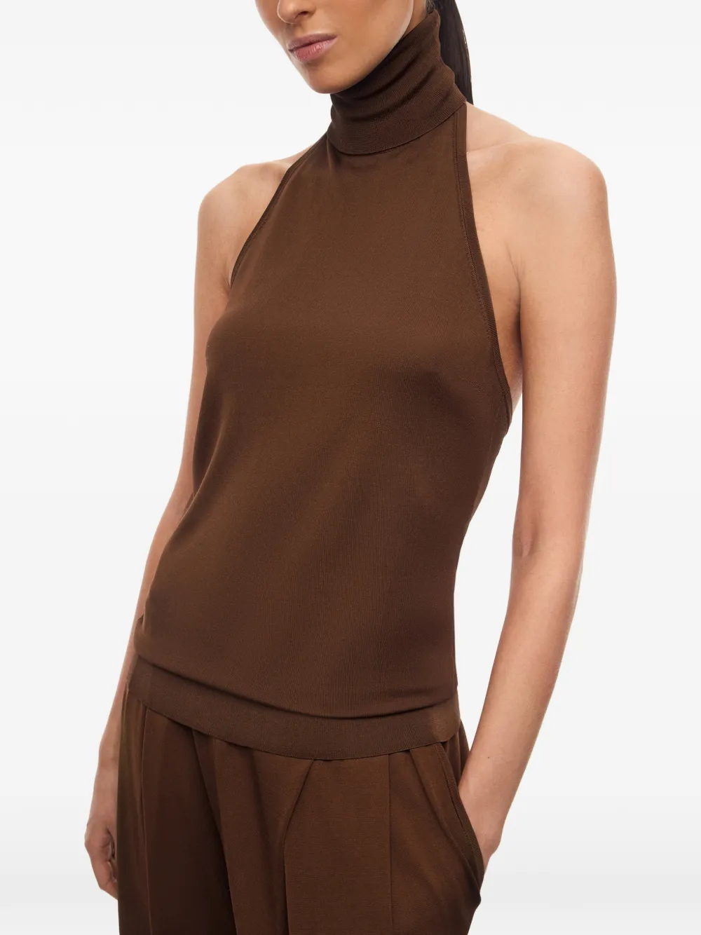 12 STOREEZ Saori zijden top Bruin