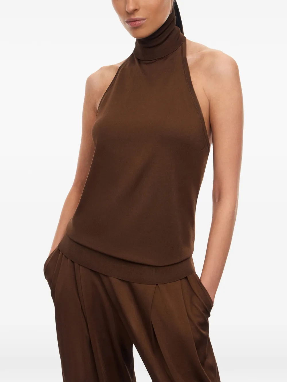 12 STOREEZ Saori zijden top Bruin