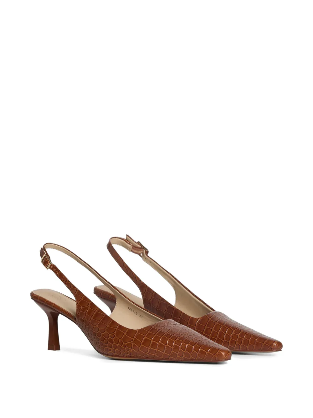 12 STOREEZ Leren slingback pumps Bruin