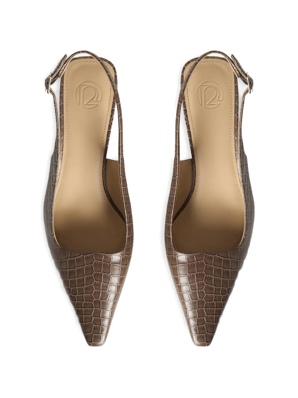 12 STOREEZ Leren slingback pumps Grijs