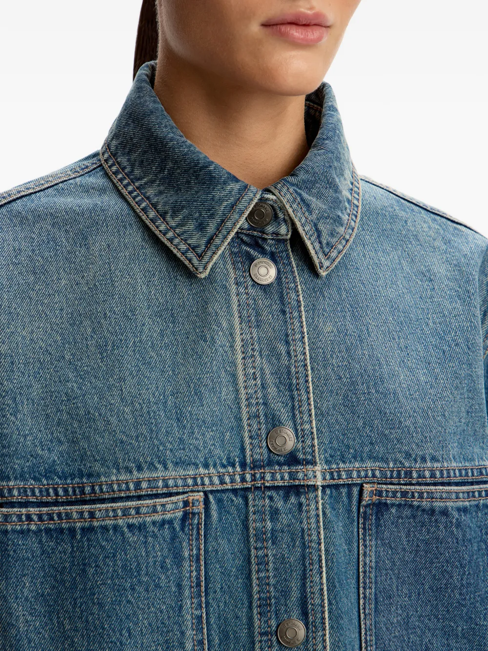 12 STOREEZ Denim blouse Blauw