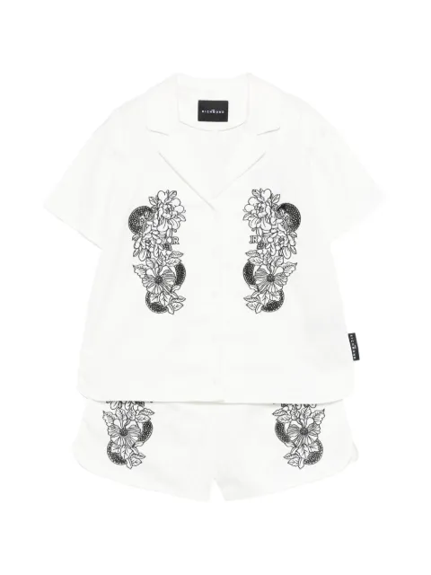 John Richmond Junior floral-embroidered shorts set