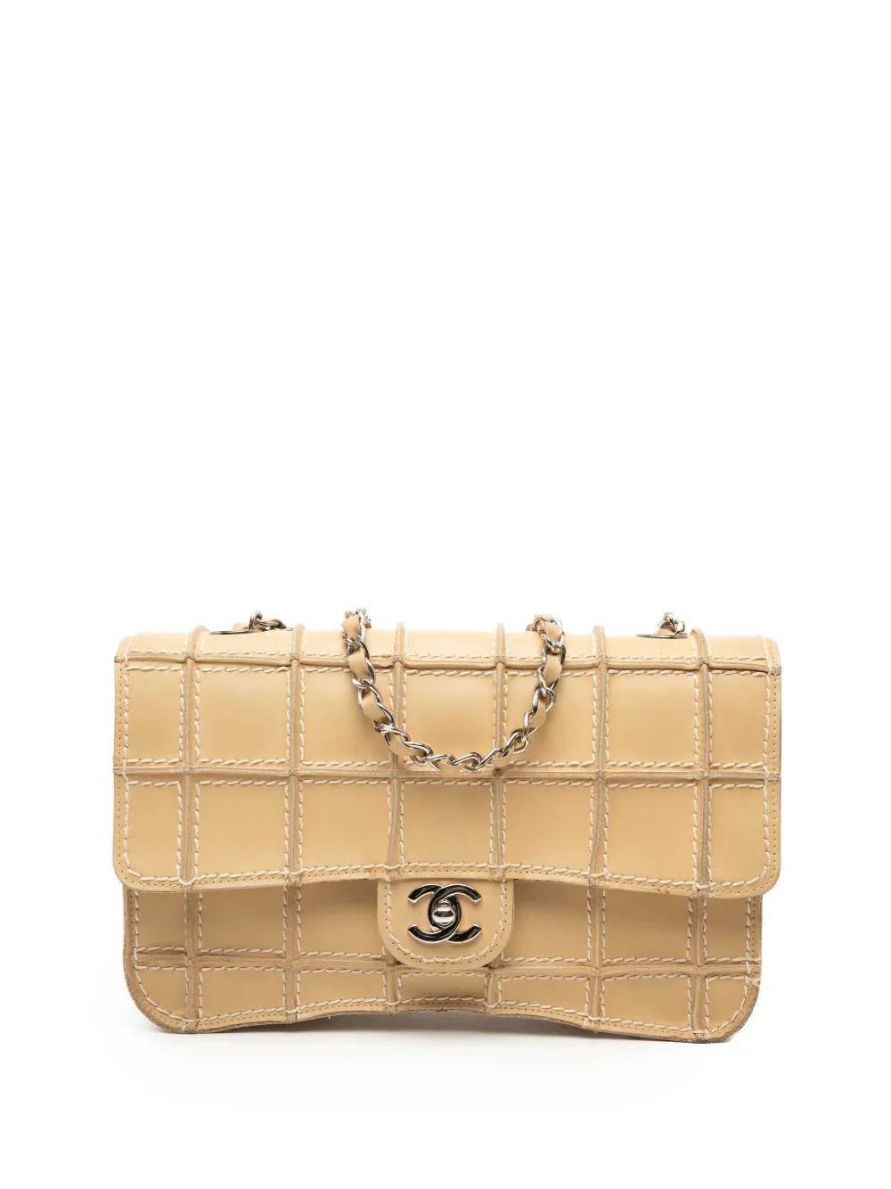 CHANEL Pre-Owned 2002-2003 Medium Reverse Stitch Calfskin Single Flap shoulder bag - Marrone