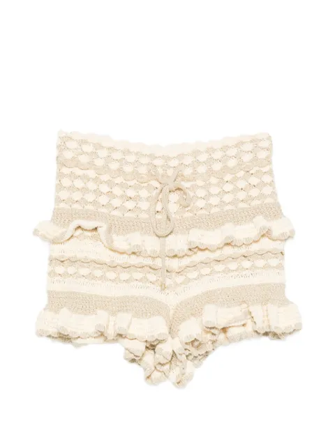 ZIMMERMANN 러플 크로셰 니트 쇼츠