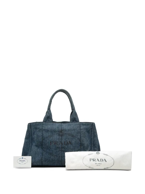 Prada Pre-Owned 2013-2026 デニム カナパ ロゴ サッチェルバッグ 