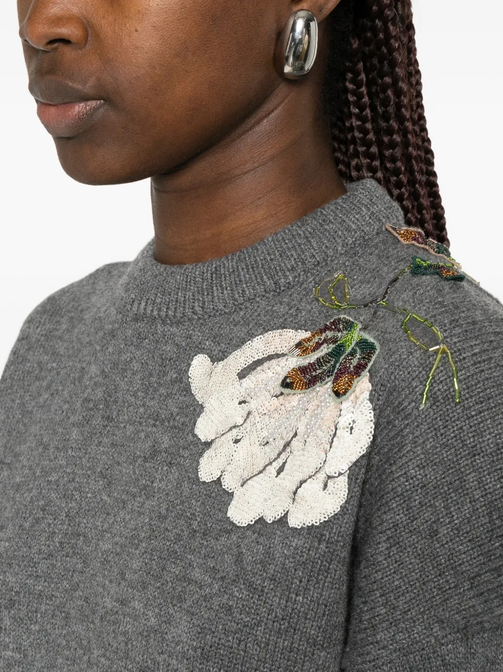 Simkhai Trui met geborduurde bloemen Grijs