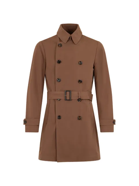 Moorer double-breasted belted trench coat