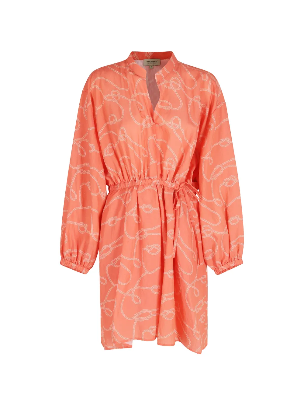 Woolrich rope-print tie-waist mini dress - Arancione