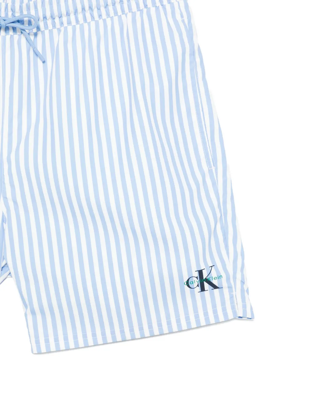 Calvin Klein Gestreepte strandshorts met logo Blauw