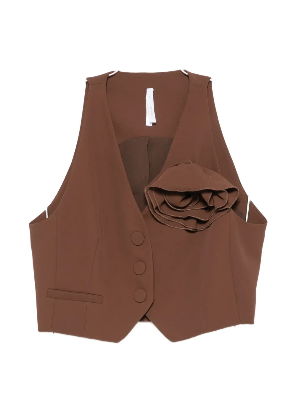 IMPERIAL flower-detail cropped top - Marrone