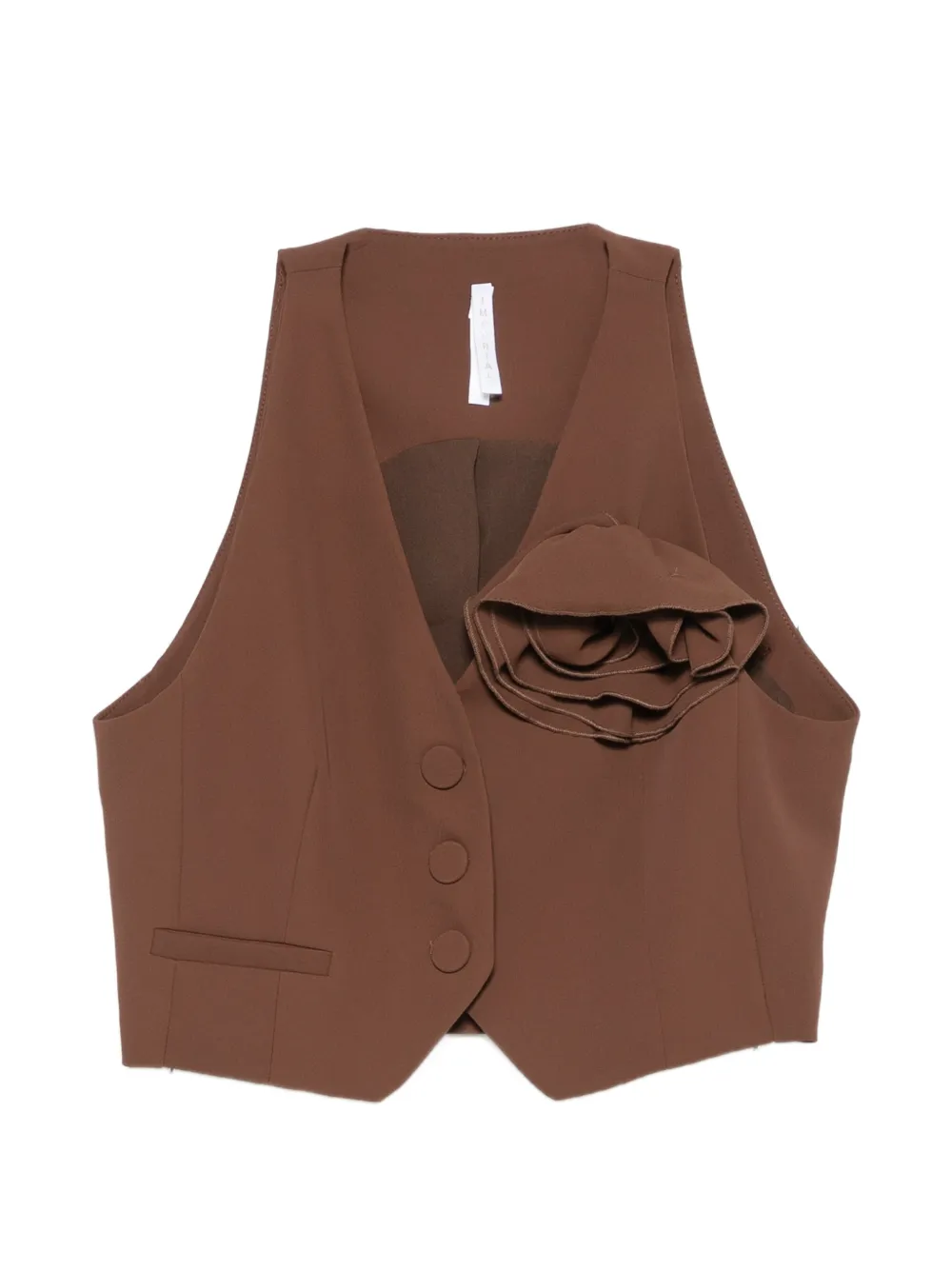 IMPERIAL flower-detail cropped top - Marrone