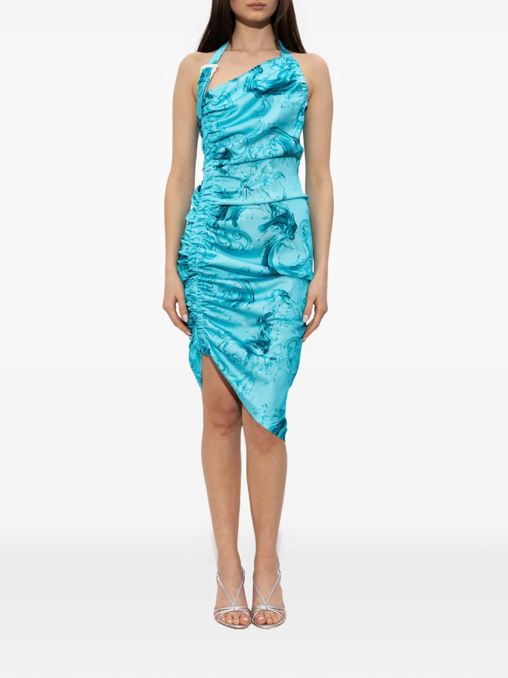 Versace Jeans Couture Midi-jurk met Wave Couture print Blauw