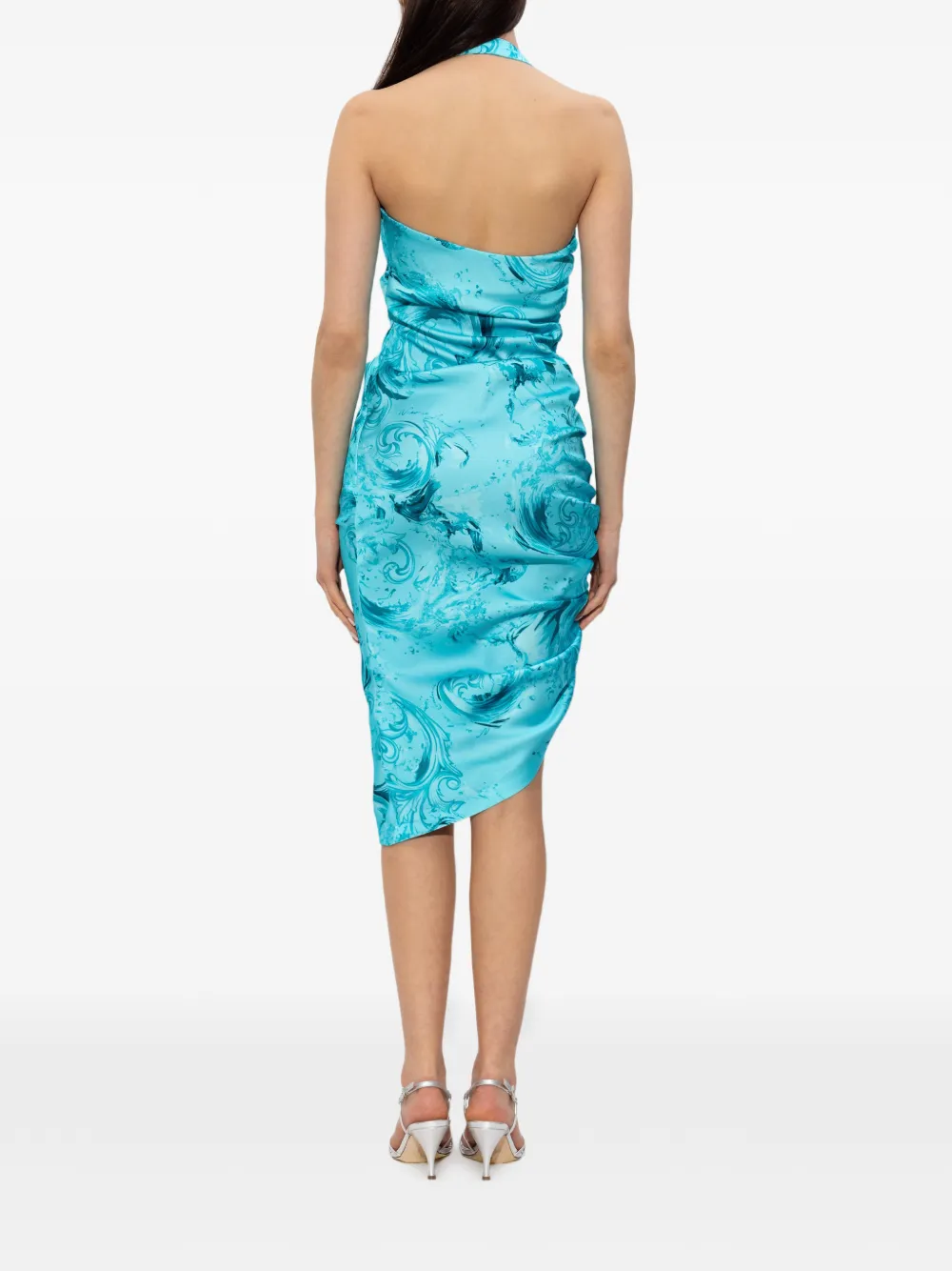 Versace Jeans Couture Midi-jurk met Wave Couture print Blauw