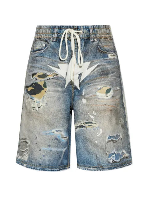 A BATHING APE® distressed star-print shorts