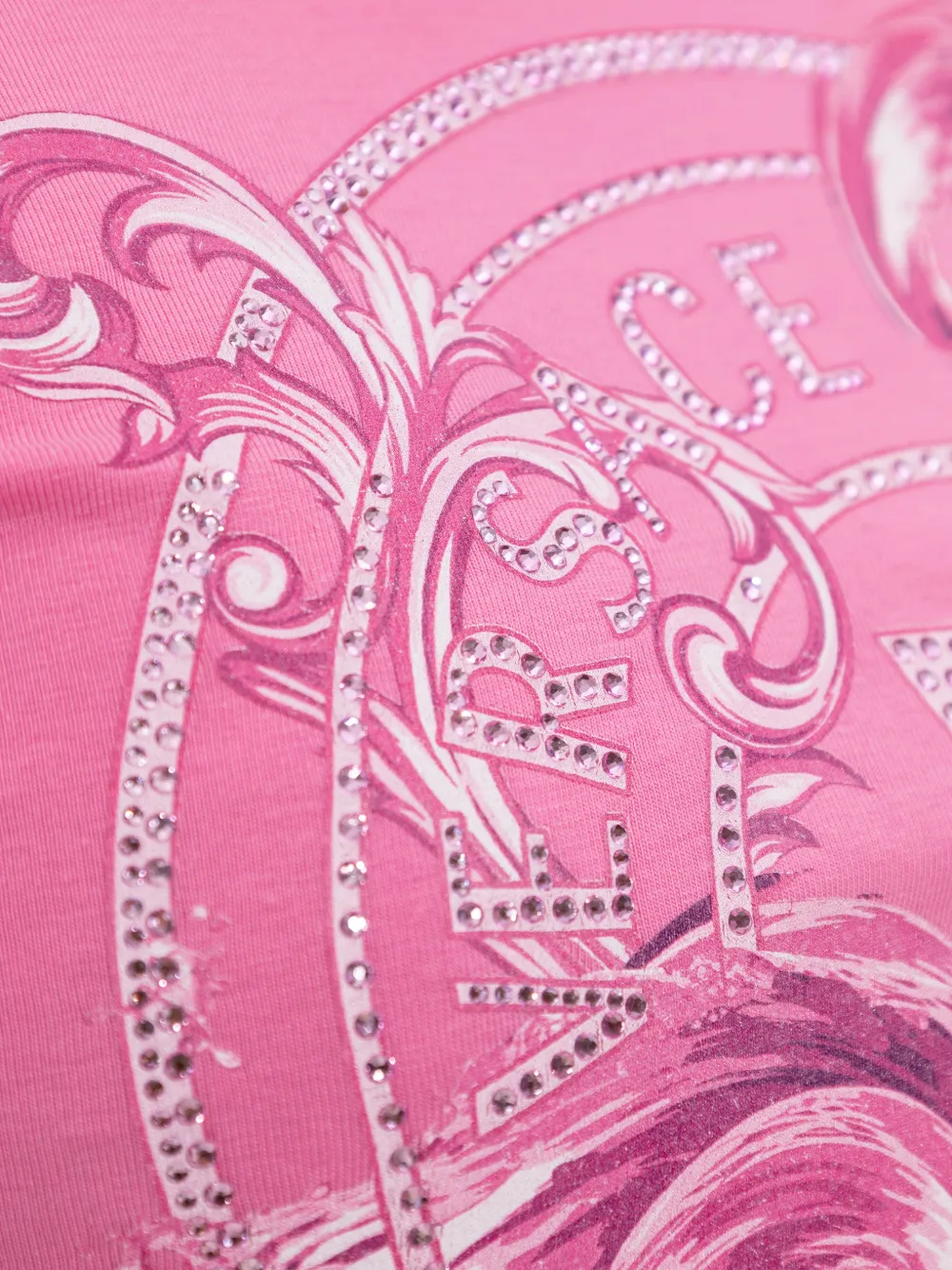 Versace Jeans Couture Verfraaide T-shirtjurk met print Roze