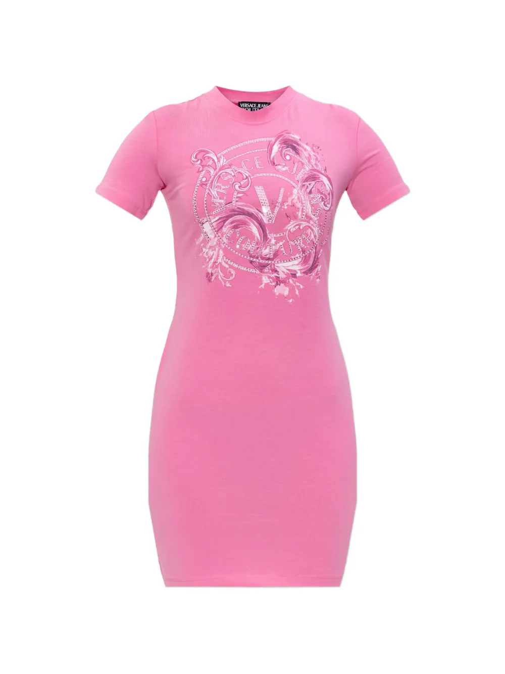 Versace Jeans Couture embellished graphic T-shirt dress - Rosa